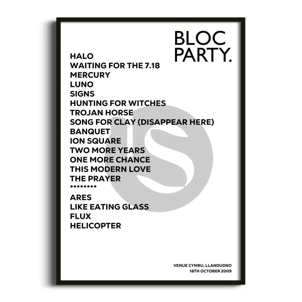 Bloc Party Llandudno 18th October 2009 - Gig Setlist - Setlist