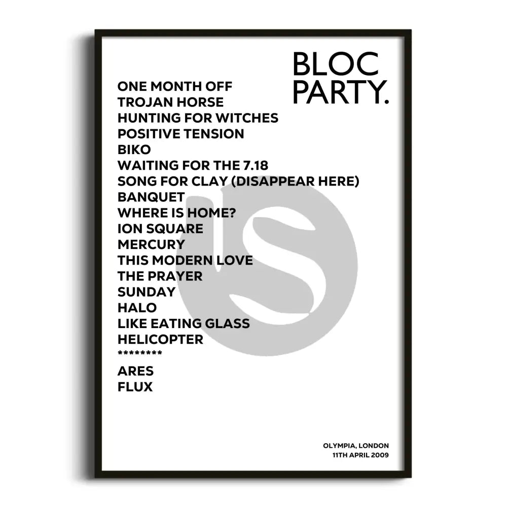 Bloc Party London 11th April 2009 - Gig Setlist - Setlist