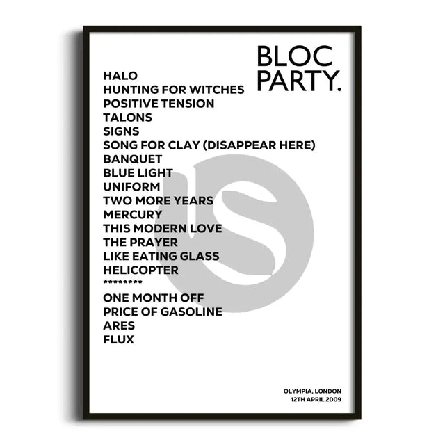 Bloc Party London 12th April 2009 - Gig Setlist - Setlist