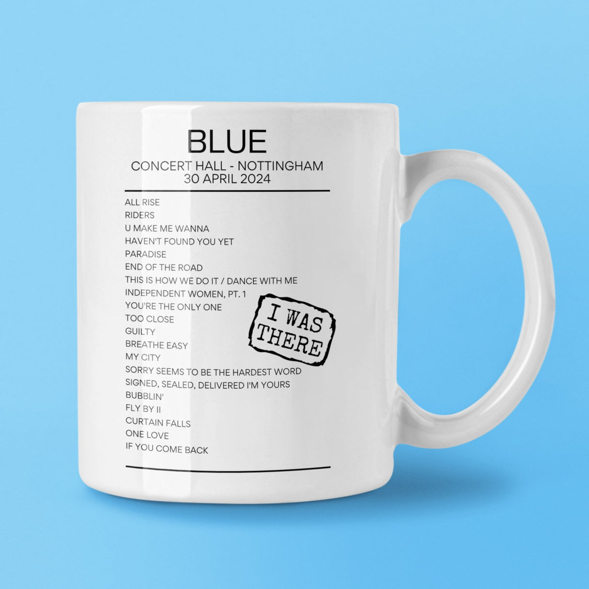 Blue Concert Hall Nottingham April 2024 Replica Setlist Mug - Setlist