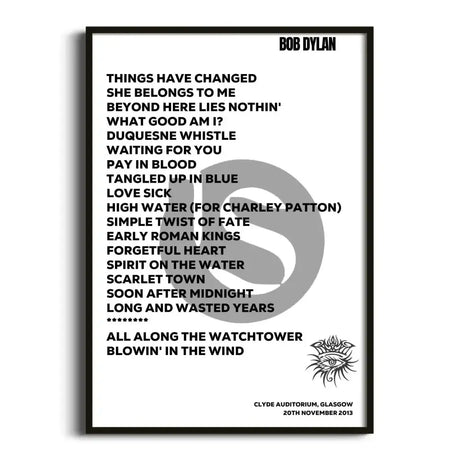 Bob Dylan Glasgow 20th November 2013 - Gig Setlist - Setlist