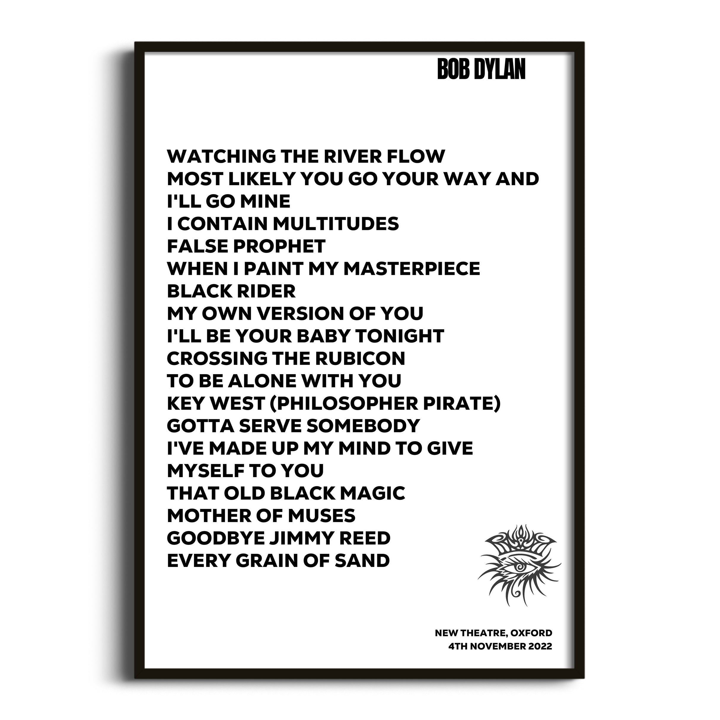 Bob Dylan Oxford 4th November 2022 - Gig Setlist - Setlist