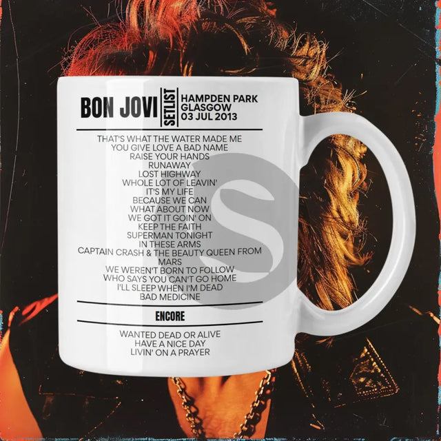 Bon Jovi Glasgow July 03, 2013 Replica Setlist Mug - Setlist