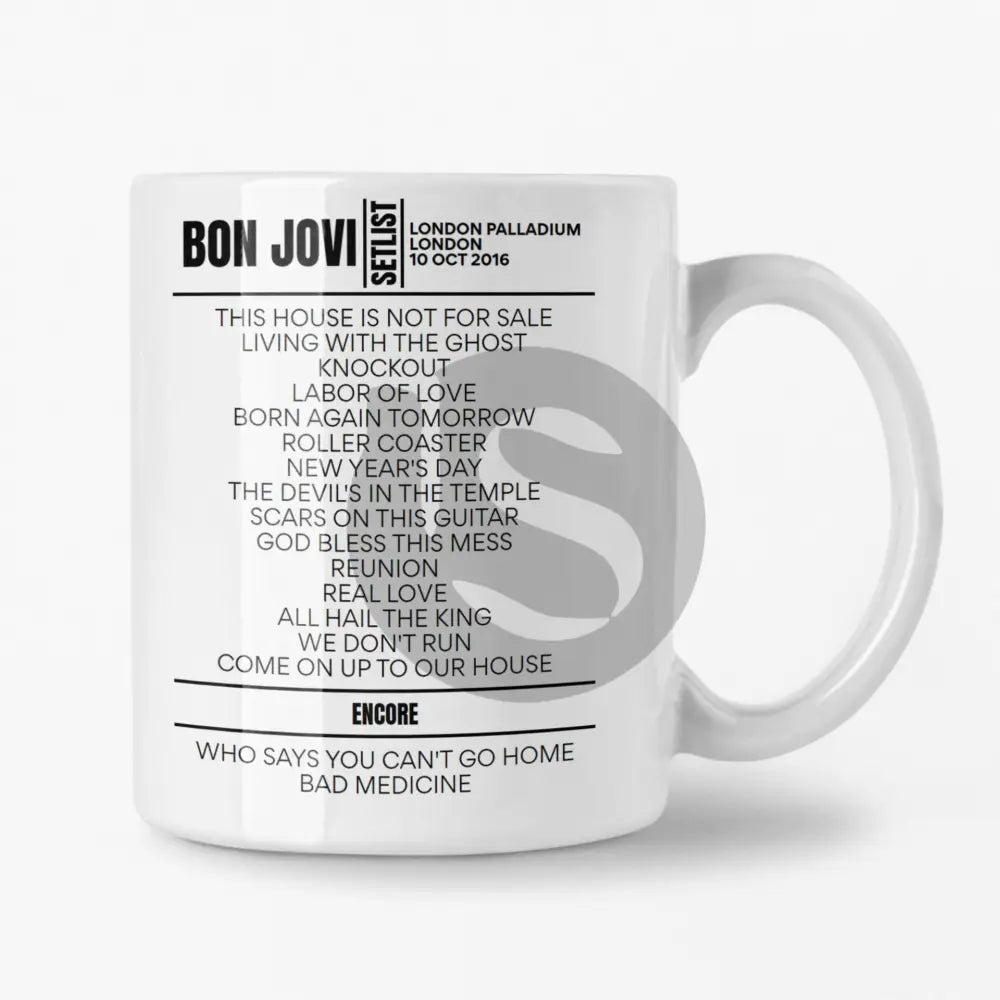 Bon Jovi London October 2016 Setlist Mug - Setlist