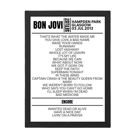 Bon Jovi Setlist 03-07-2013-Glasgow - Setlist