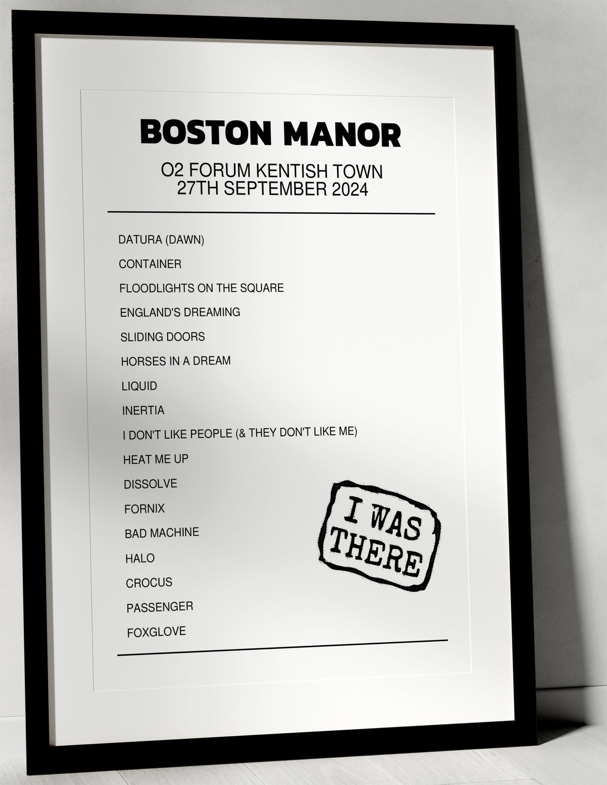 Boston Manor 27th September 2024 O2 Forum Kentish Town London I Was There - Setlist