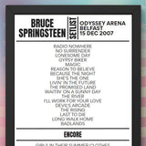 Bruce Springsteen Belfast 15 December 2007 Replica Setlist - Setlist