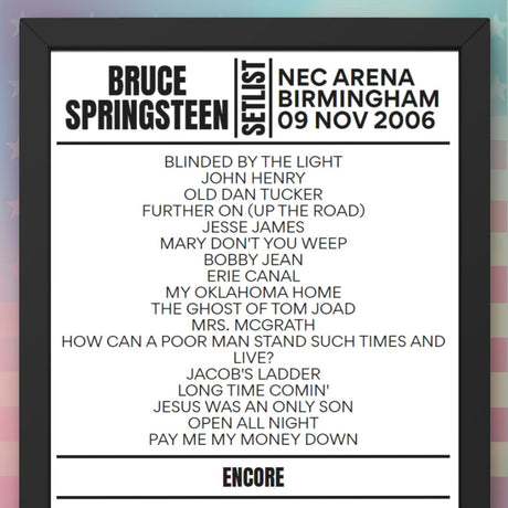 Bruce Springsteen Birmingham 09 November 2006 Replica Setlist - Setlist