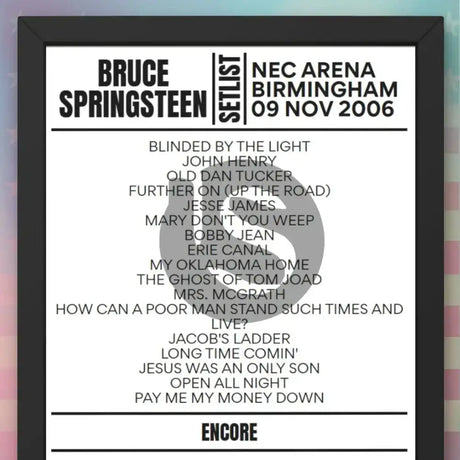 Bruce Springsteen Birmingham 09 November 2006 Replica Setlist - Setlist