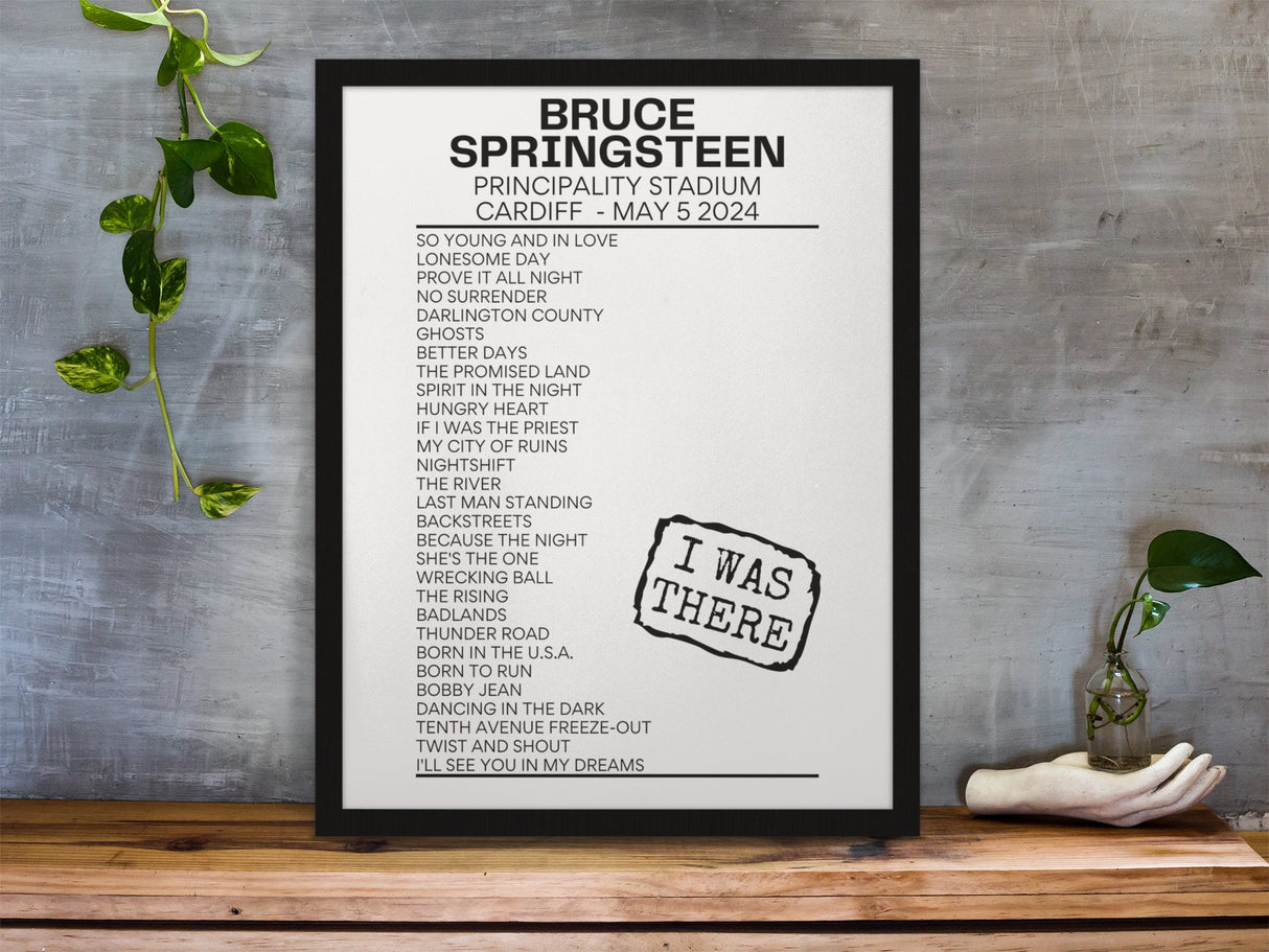 Bruce Springsteen Cardiff May 5 2024 Replica Setlist - I Was There - Setlist