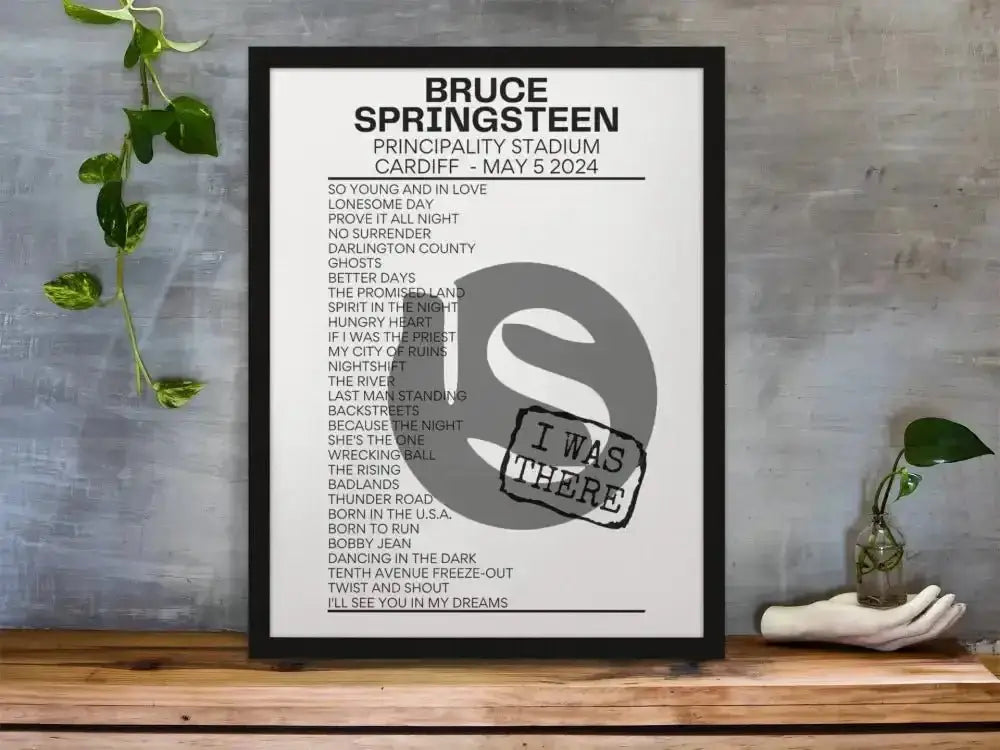 Bruce Springsteen Cardiff May 5 2024 Replica Setlist - I Was There - Setlist