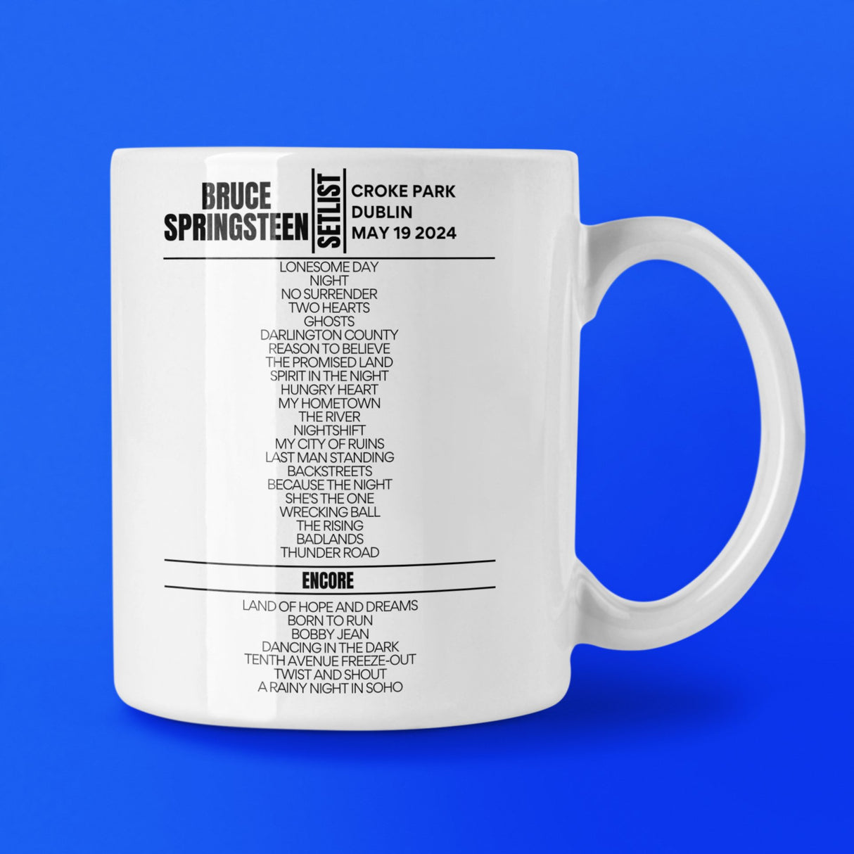 Bruce Springsteen Dublin May 19 2024 Setlist Mug - Setlist