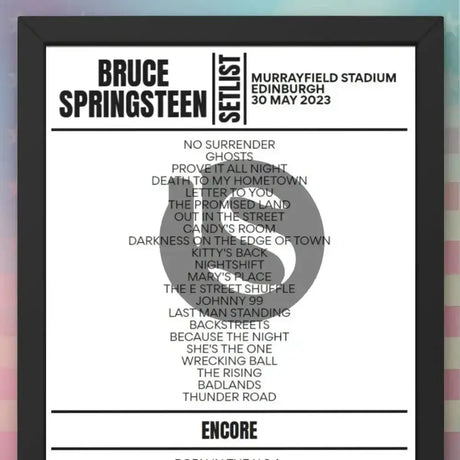 Bruce Springsteen Edinburgh 30 May 2023 Replica Setlist - Setlist