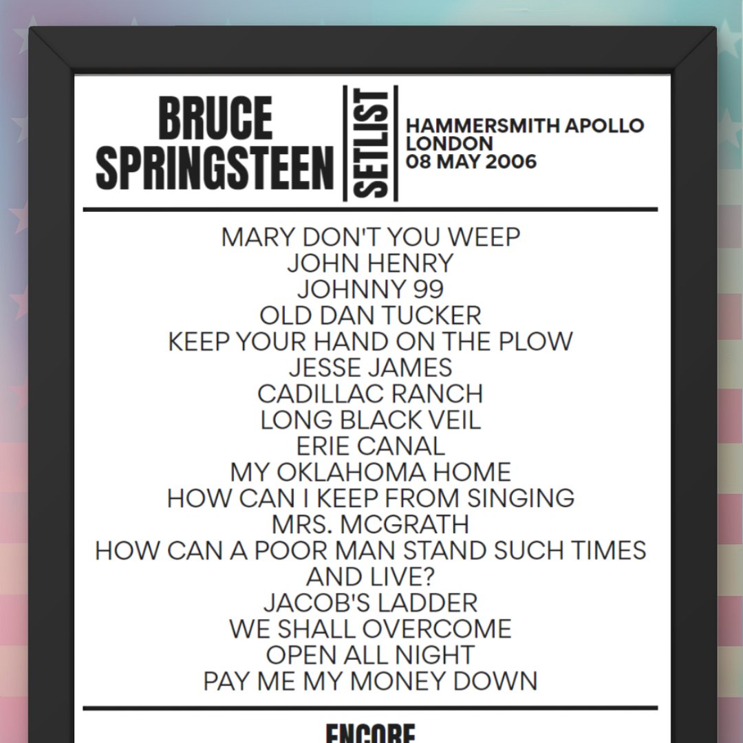 Bruce Springsteen Hammersmith Apollo London 08 May 2006 Replica Setlist - Setlist