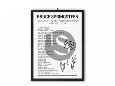 Bruce Springsteen Hanover, Germany July 5 2024 Setlist Poster - Setlist