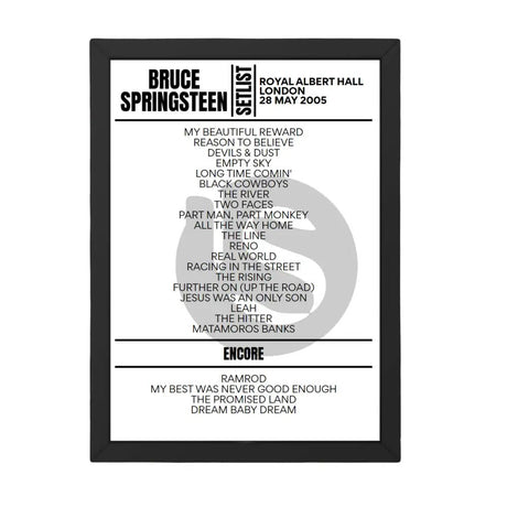 Bruce Springsteen London 28 May 2005 Replica Setlist - Setlist