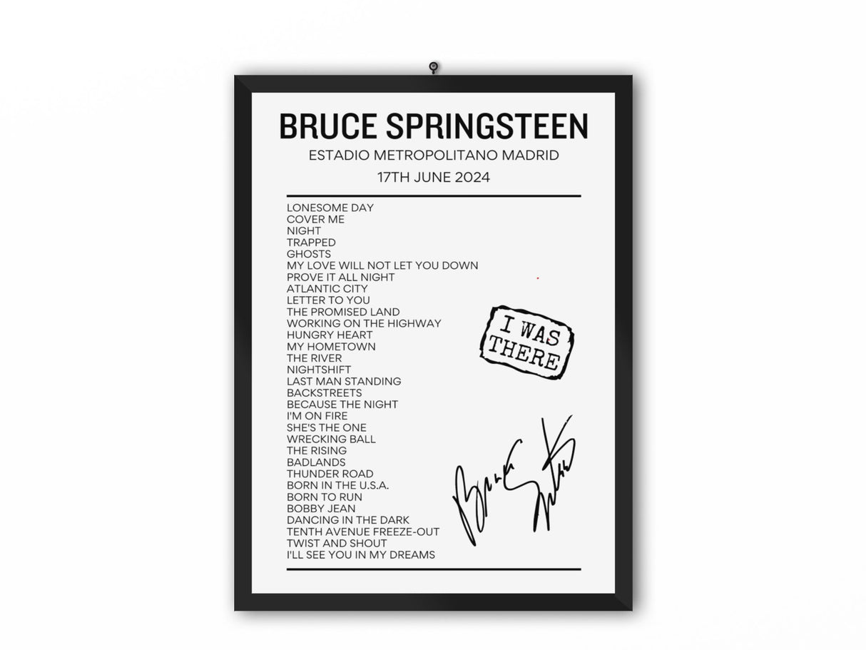 Bruce Springsteen Madrid June 17 2024 Setlist Poster - Setlist