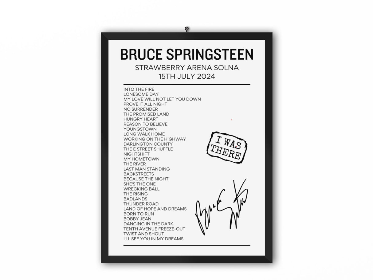 Bruce Springsteen Solna, Sweden July 15 2024 Setlist Poster - Setlist