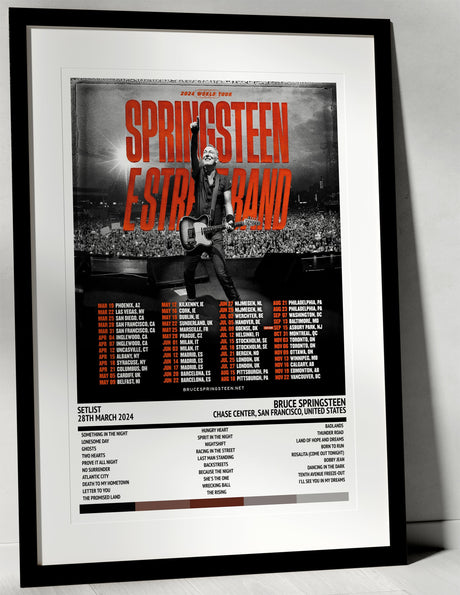 Bruce Springsteen Springsteen & E Street Band 2024 World Tour Chase Center San Francisco 28th March 2024 - Setlist Tour Poster - Setlist