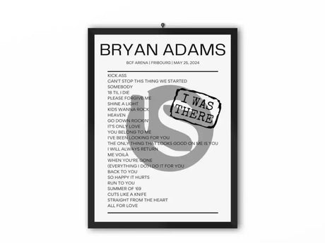 Bryan Adams BCF Arena Fribourg May 25, 2024 Replica Setlist - Setlist