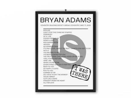 Bryan Adams Coventry Building Society Arena Coventry May 17, 2024 Replica Setlist - Setlist