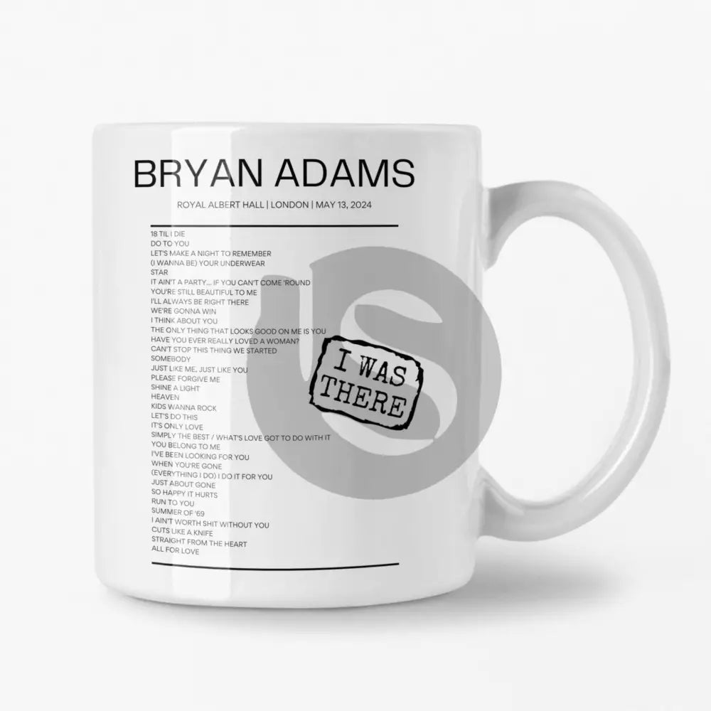 Bryan Adams Royal Albert Hall London May 13, 2024 Replica Setlist Mug - Setlist