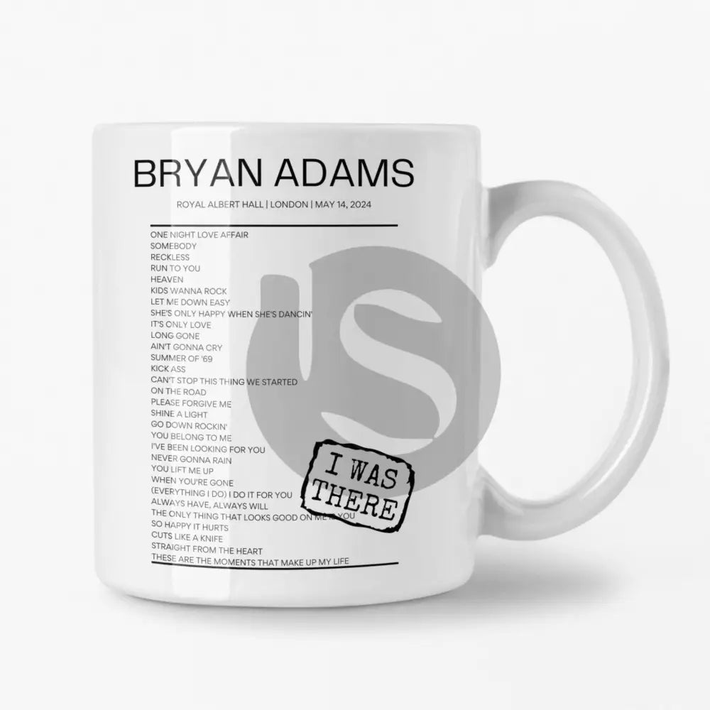 Bryan Adams Royal Albert Hall London May 14, 2024 Replica Setlist Mug - Setlist