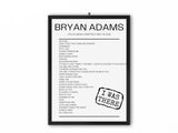 Bryan Adams Utilita Arena Sheffield May 18, 2024 Replica Setlist - Setlist