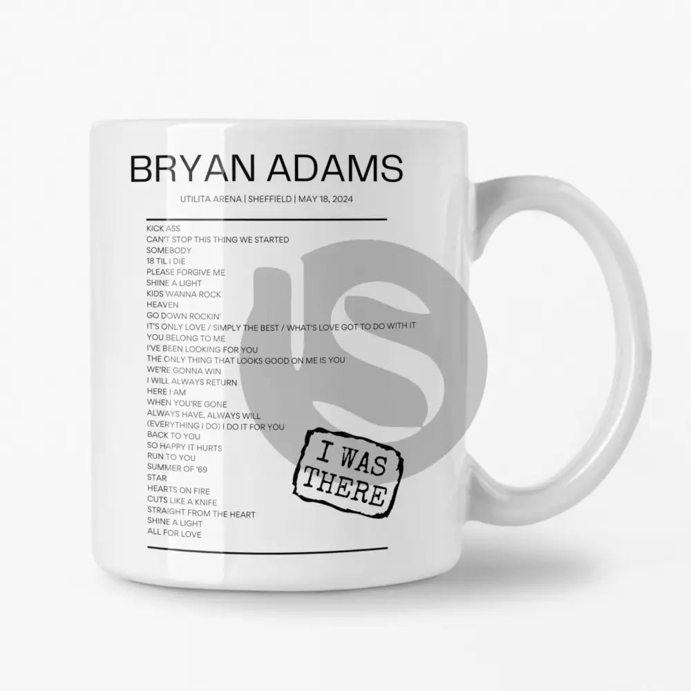 Bryan Adams Utilita Arena Sheffield May 18, 2024 Replica Setlist Mug - Setlist