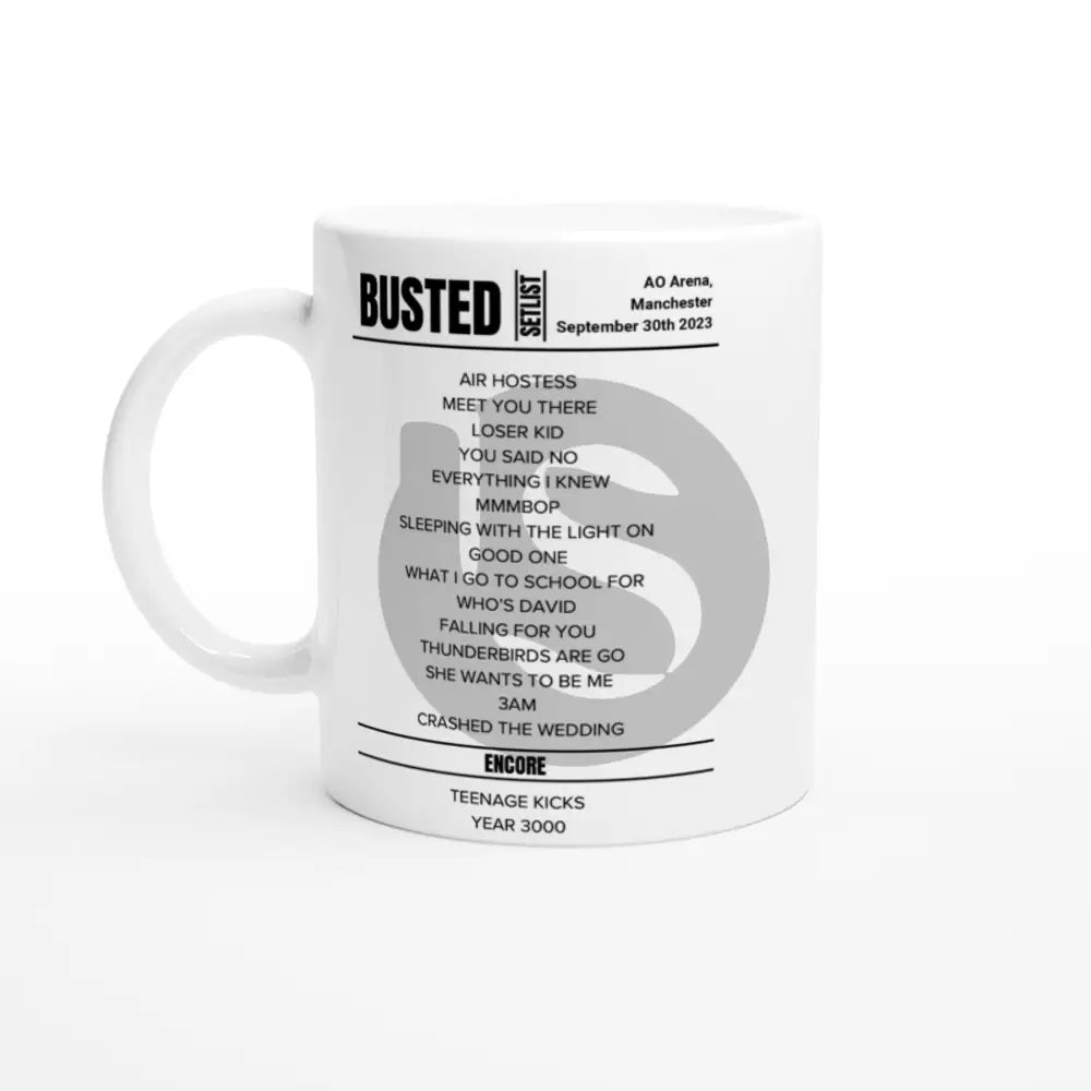 Busted Manchester Setlist Mug - September 2023 - Setlist