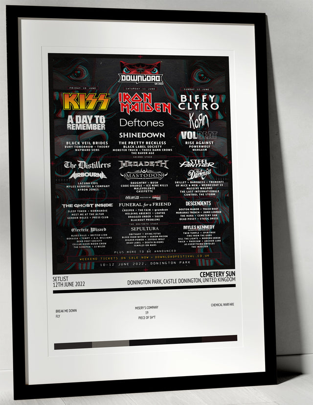 Cemetery Sun Donington Park Castle Donington 12th June 2022 - Setlist Tour Poster - Setlist