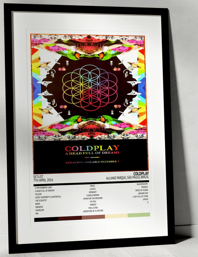 Coldplay A Head Full of Dreams Allianz Parque São Paulo 7th April 2016 - Setlist Tour Poster - Setlist