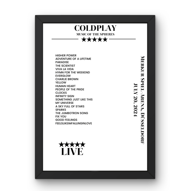 Coldplay July 20, 2024 Merkur Spiel - Arena Düsseldorf Setlist Poster - Setlist