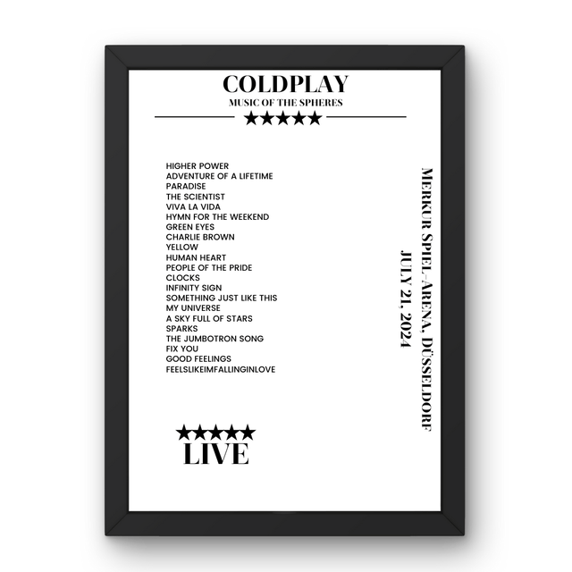 Coldplay July 21, 2024 Merkur Spiel - Arena Düsseldorf Setlist Poster - Setlist