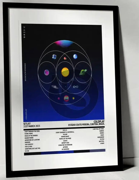 Coldplay Music of the Spheres Estádio Couto Pereira Curitiba 21st March 2023 - Setlist Tour Poster - Setlist