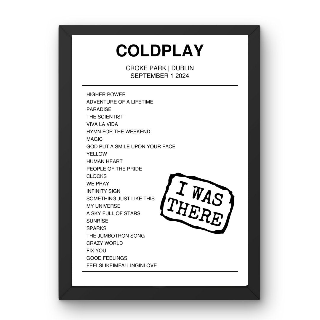 Coldplay September 01, 2024 Croke Park Dublin Setlist Poster - Setlist