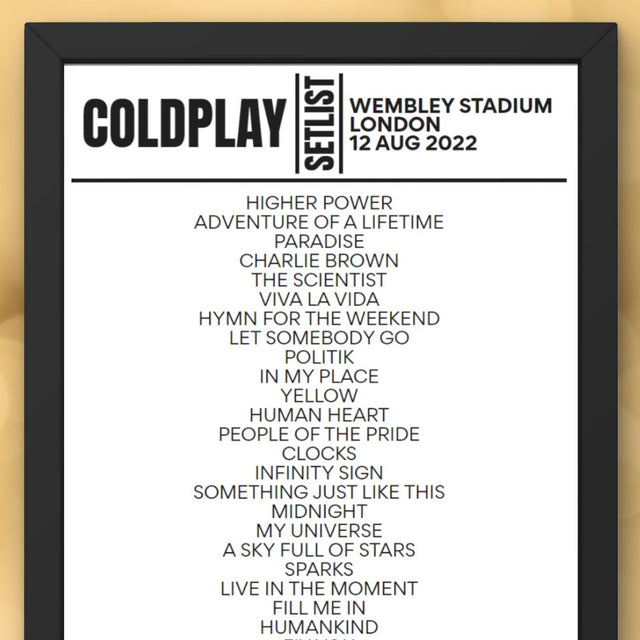 Coldplay Setlist Wembley Stadium August 12 2022 - Setlist