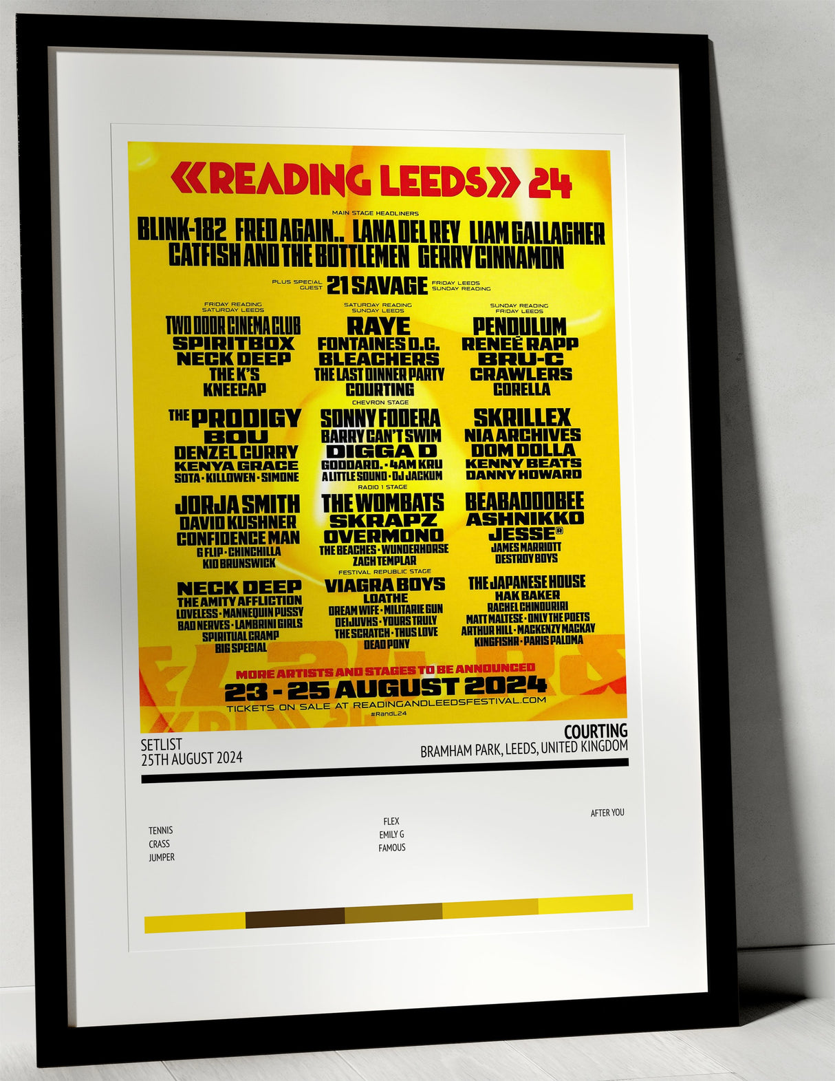 Courting Bramham Park Leeds 25th August 2024 - Setlist Tour Poster - Setlist