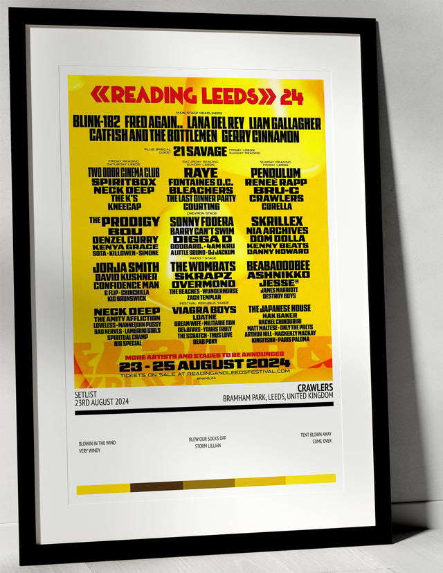 Crawlers Bramham Park Leeds 23rd August 2024 - Setlist Tour Poster - Setlist