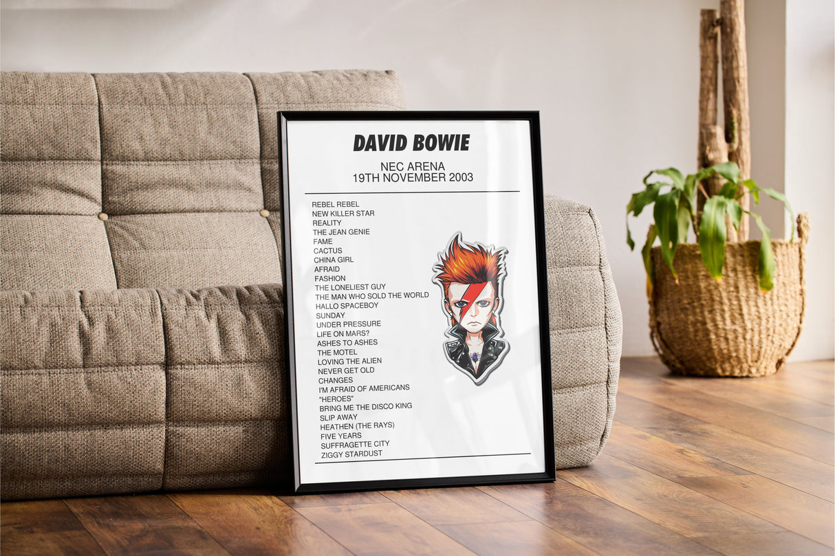 David Bowie 19th November 2003 NEC Arena Birmingham I Was There - Setlist