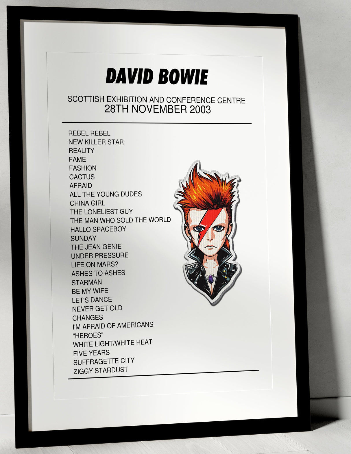 David Bowie 28th November 2003 Scottish Exhibition and Conference Centre Glasgow I Was There - Setlist