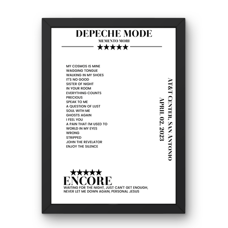 Depeche Mode April 02, 2023 AT&T Center San Antonio Setlist Poster - Setlist