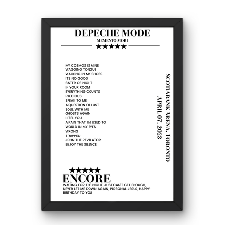 Depeche Mode April 07, 2023 Scotiabank Arena Toronto Setlist Poster - Setlist