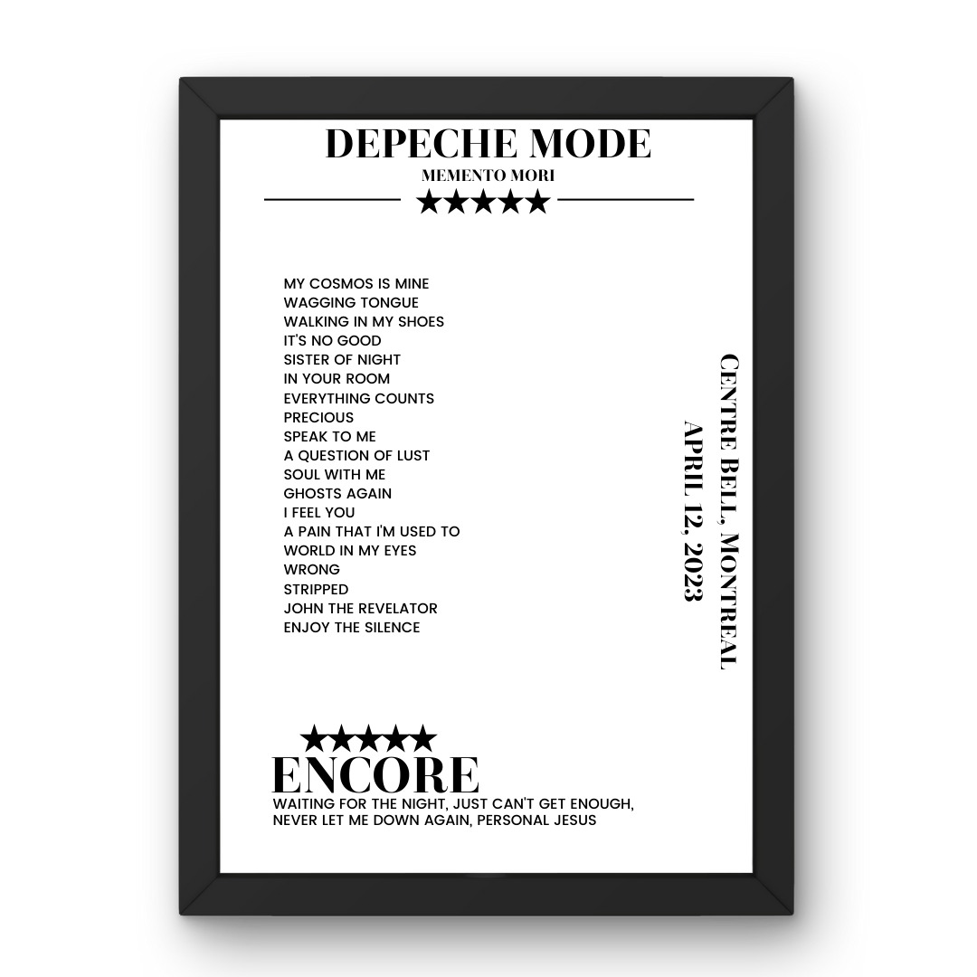 Depeche Mode April 12, 2023 Centre Bell Montreal Setlist Poster - Setlist