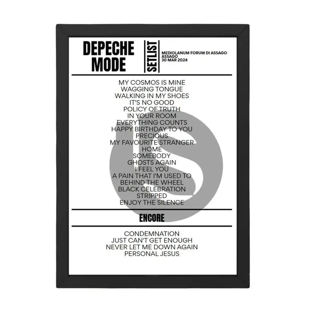 Depeche Mode Assago March 30, 2024 Replica Setlist - Setlist