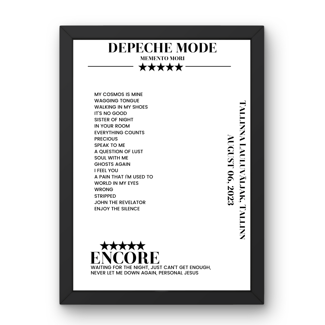 Depeche Mode August 06, 2023 Tallinna Lauluväljak Tallinn Setlist Poster - Setlist