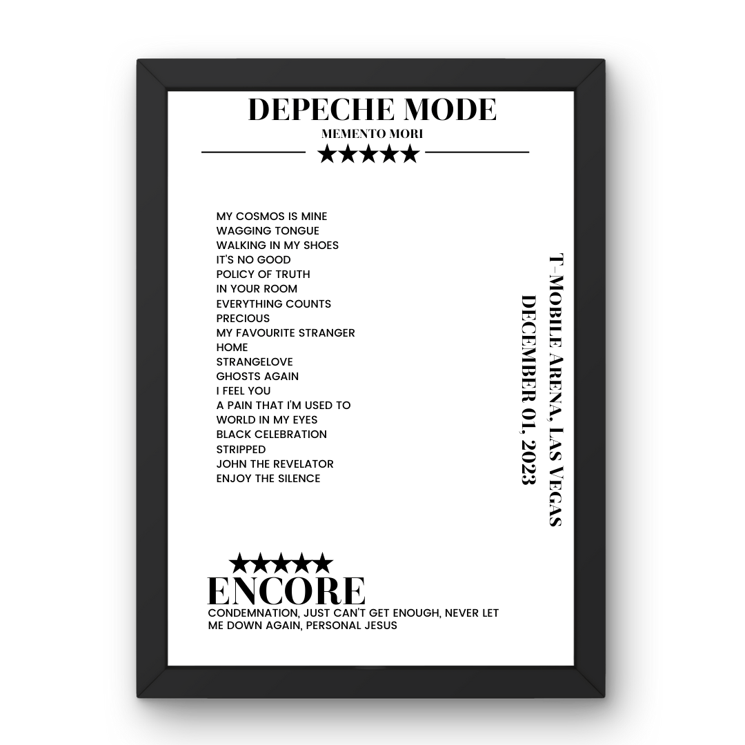 Depeche Mode December 01, 2023 T - Mobile Arena Las Vegas Setlist Poster - Setlist