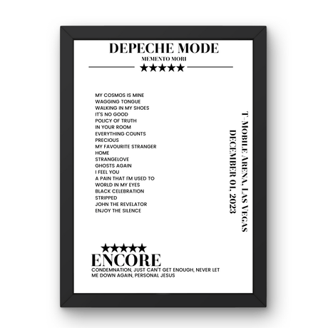 Depeche Mode December 01, 2023 T - Mobile Arena Las Vegas Setlist Poster - Setlist