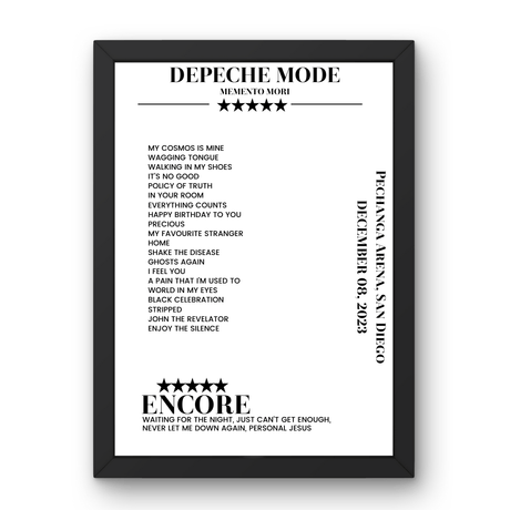 Depeche Mode December 08, 2023 Pechanga Arena San Diego Setlist Poster - Setlist