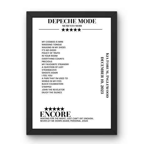 Depeche Mode December 10, 2023 Kia Forum Inglewood Setlist Poster - Setlist